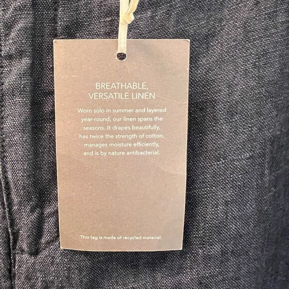 New Garnett Hill Women’s 10 Dark Blue Indigo 100% Linen Trouser Wide Leg‎ Pants - Picture 6 of 7